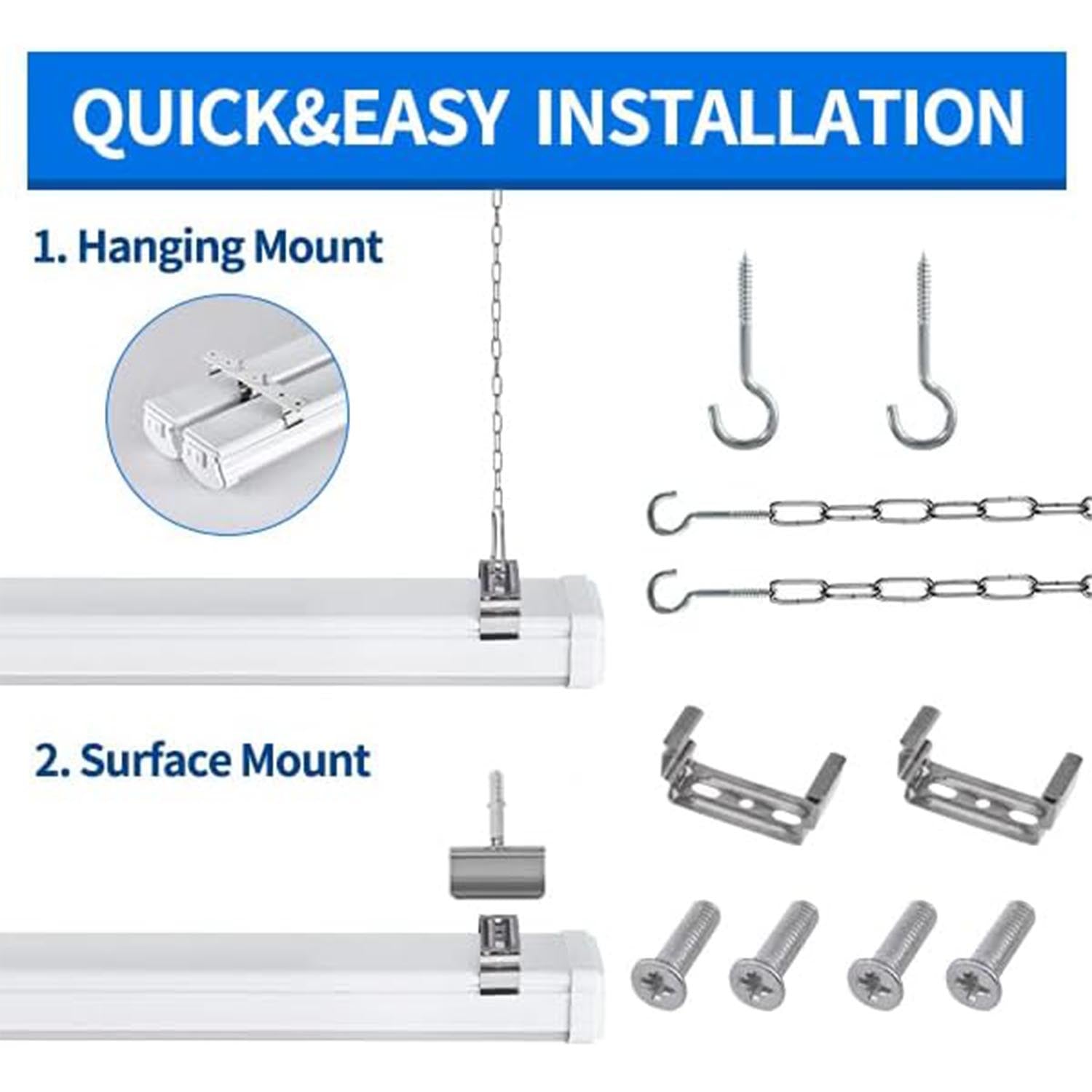 4FT LED Shop Light Linkable 4 Pack